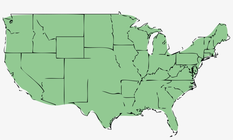 Free Clipart Of A Green United States Map - Us Cartoon Map, transparent png #1169278