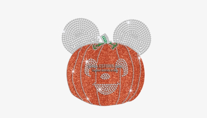Cute Pumpkin With Mickey Ears Iron On Rhinestone Transfer - Stitch, transparent png #1169987
