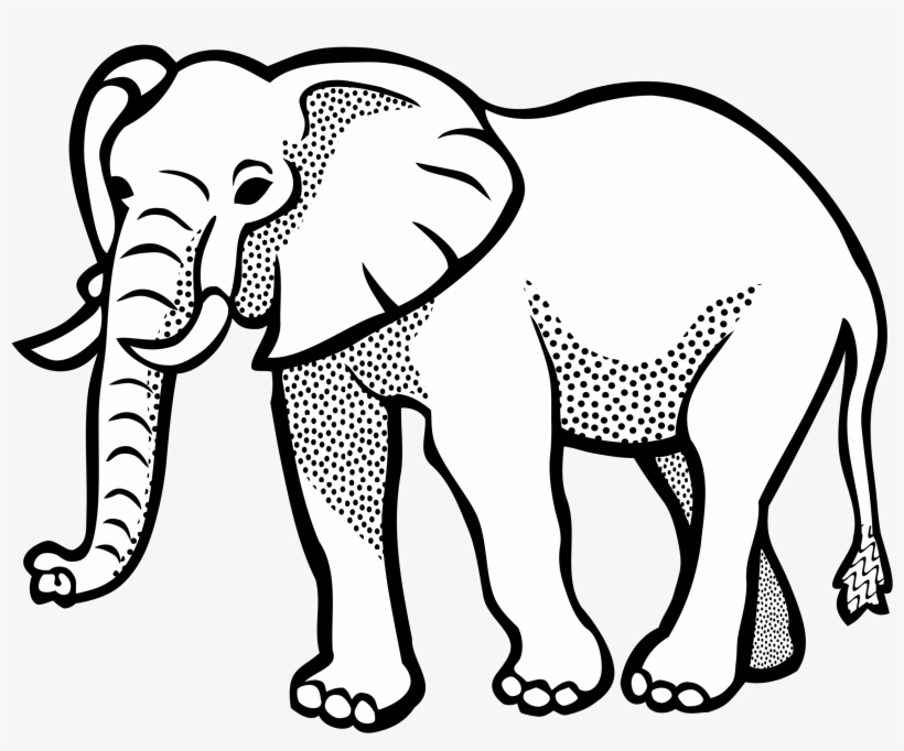 Elephant Lineart Big Image Png - Animals Clipart Black And White, transparent png #1171065