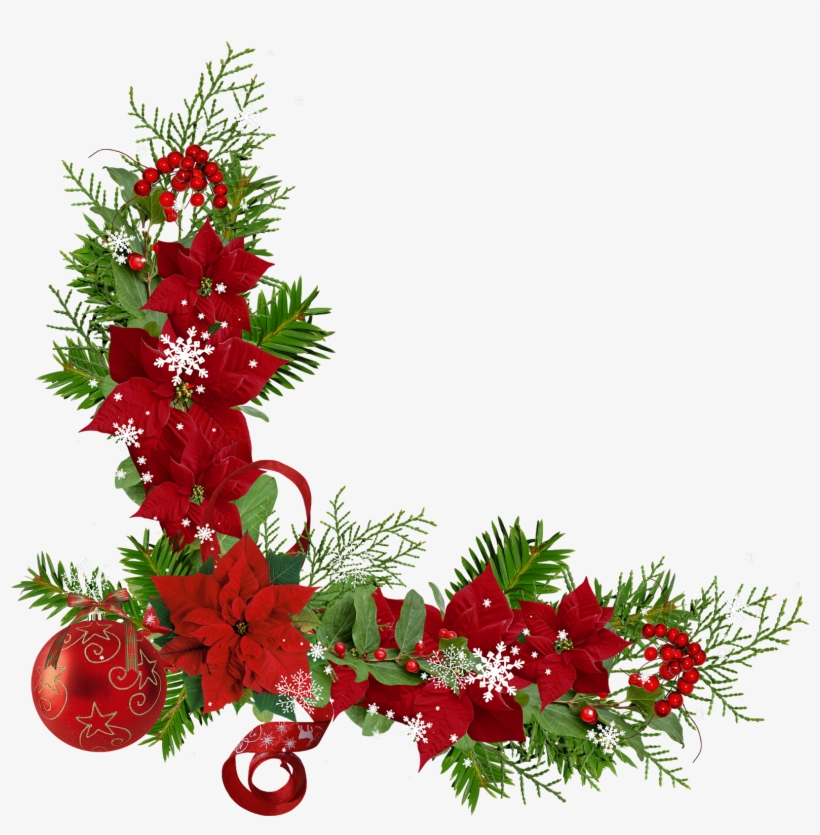 Christmas Ornament Border Png Download - Christmas Rose Corner Border ...