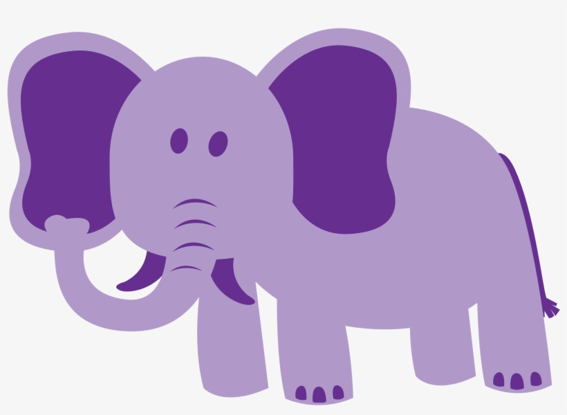 Purple Elephant Clipart - Colorful Animals Clip Art, transparent png #1171356