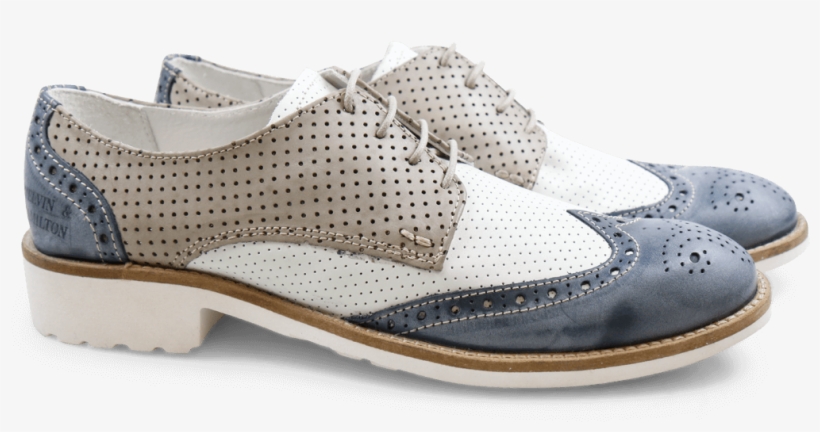 Derby Shoes Ella 10 Powder Navy Perfo White Perfo Grey - Slip-on Shoe, transparent png #1172170