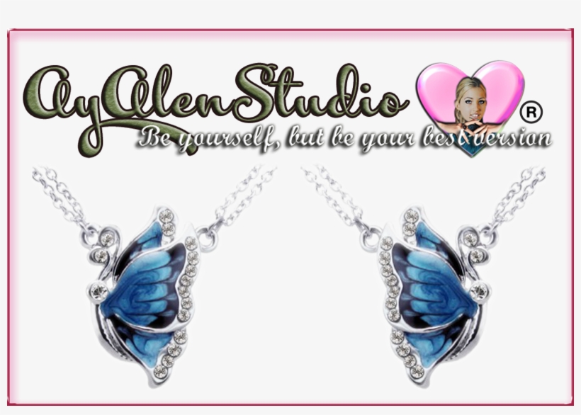 Jewelry Png - Topstaronline Faux Diamond Studded Blue Butterfly Pendant, transparent png #1172255