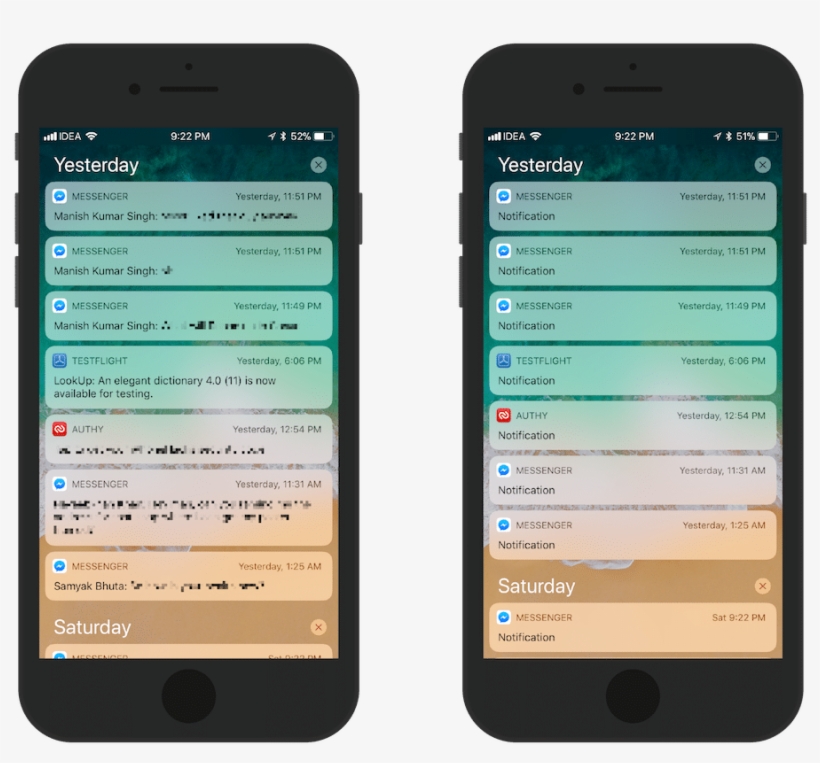 Ios 11 Notification Preview Example - Ios 11 Notification Center, transparent png #1172778