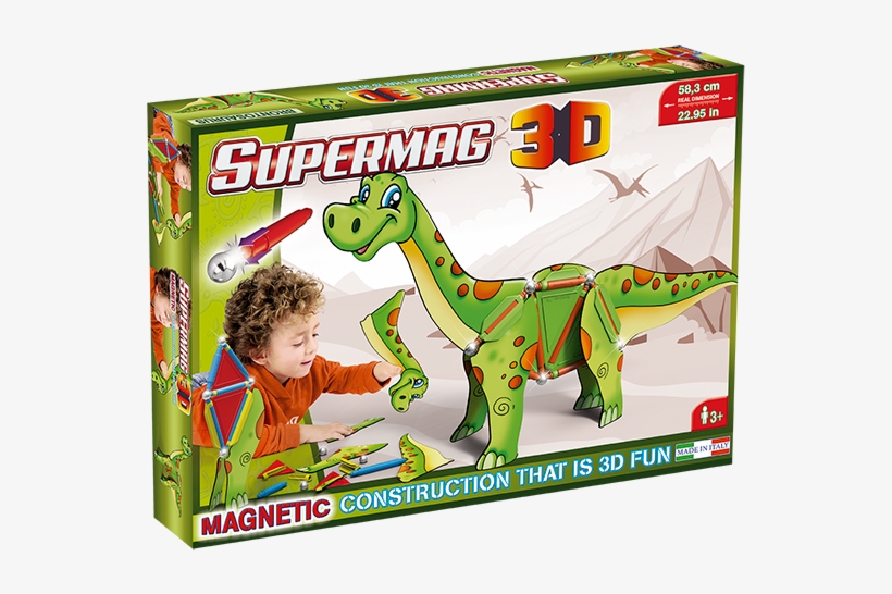 Supermag 3d Brontosaurus - Active Play Plastwood Supermaxi Glow In The Dark Magnetic, transparent png #1172991