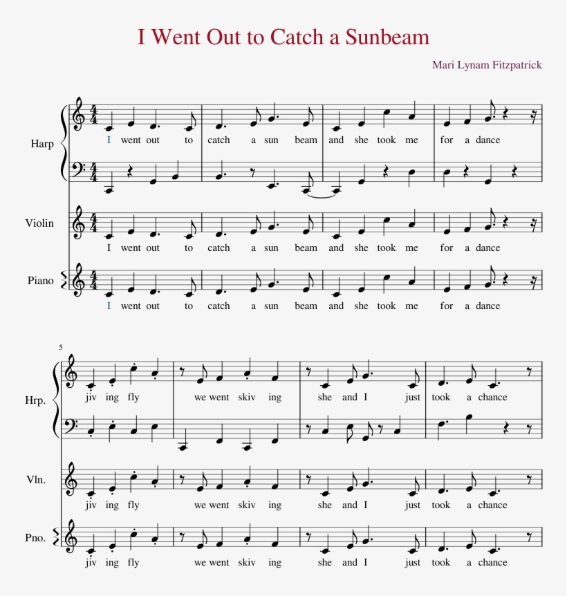 I Went Out To Catch A Sunbeam Sheet Music Composed - Sheet Music, transparent png #1175205