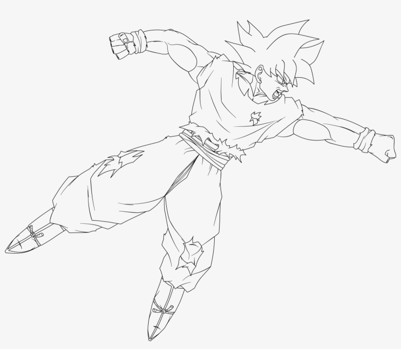 Ultra Instinct Goku Punching Lineart By Dragonballaffinity - Goku Ultra Instinct To Color, transparent png #1175539