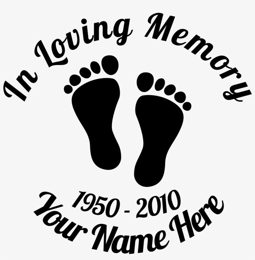 In Loving Memory Footprints Baby Feet Print Clipart - Loving Memory Heart Sticker, transparent png #1176101