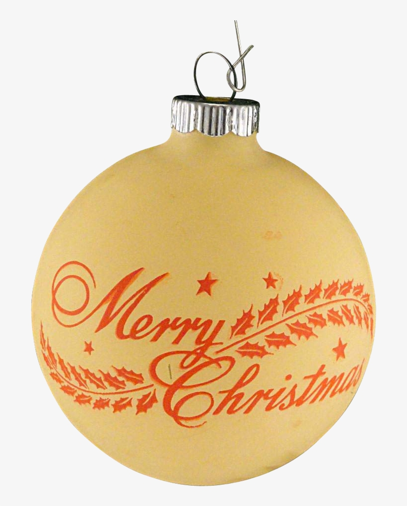 Rare Shiny Brite Opaque Yellow Unsilvered Merry Christmas - Christmas Ornament, transparent png #1176925