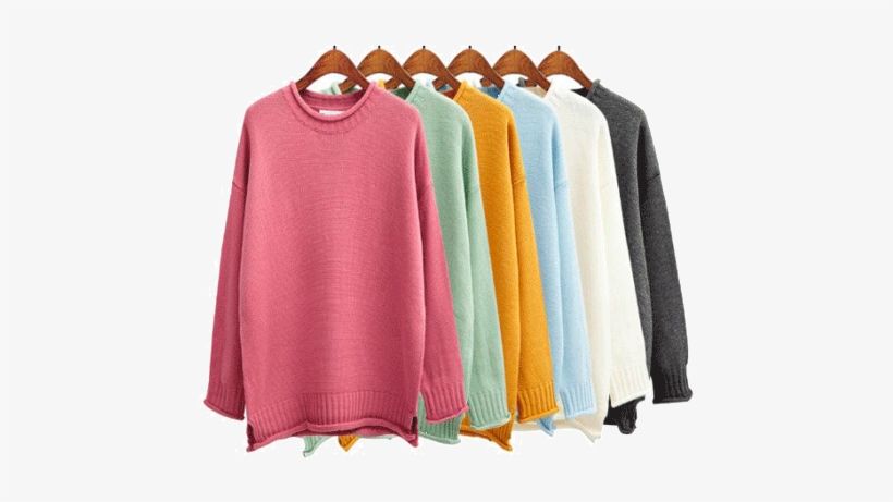 Itgirl Shop Candy Colors Knit O-neck Sweaters Aesthetic - Sweaters Colors, transparent png #1178054