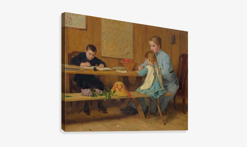 Doing Homework Canvas Print - Albert Anker, transparent png #1178192