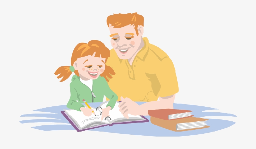 Clip Freeuse Library Helping His Daughter With - Dad And Daughter Reading Clipart, transparent png #1178332