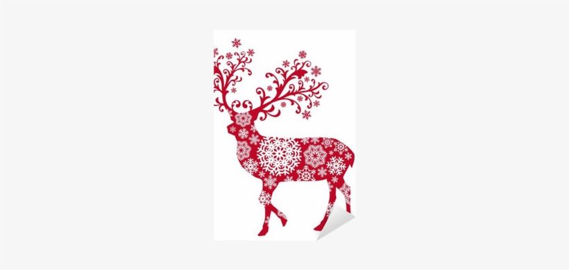 Christmas Deer With Ornaments And Snowflakes, Vector - Merry Christmas Polyester Cotton Linen Pillow Case, transparent png #1179823