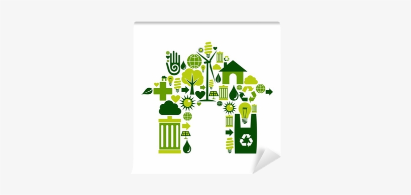 House Symbol With Environmental Icons Wall Mural • - Meio Ambiente Casa Png, transparent png #1180691