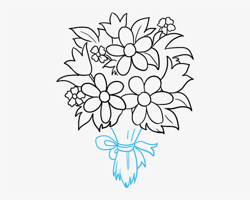 How To Draw Flower Bouquet - Drawing, transparent png #1180963