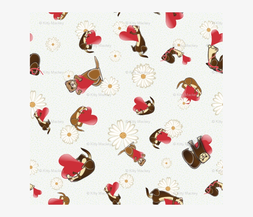 Ferrets Love Daisies Blue-green Background Wallpaper - Ferrets Pattern, transparent png #1183653