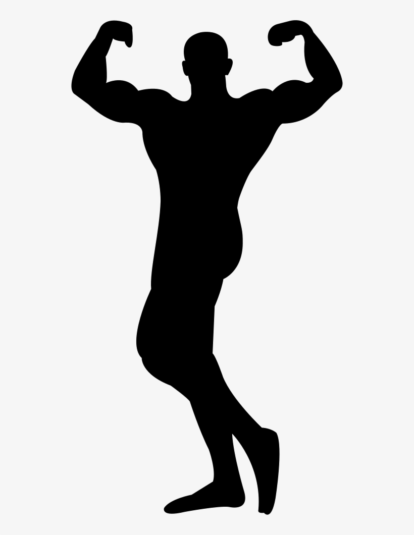 Male Bodybuilder Silhouette Flexing Muscles - Body Builder Silhouette Png, transparent png #1186661