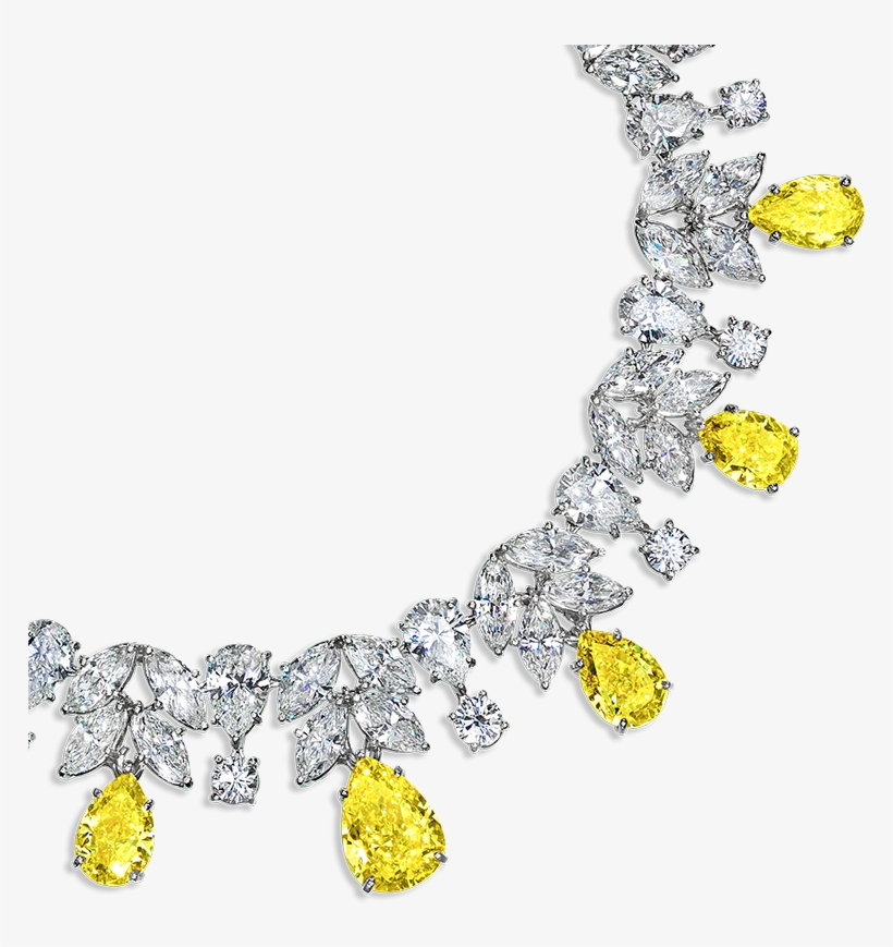 White Diamond And Fy Diamond Necklace - Yellow Diamonds Necklace Png, transparent png #1188746