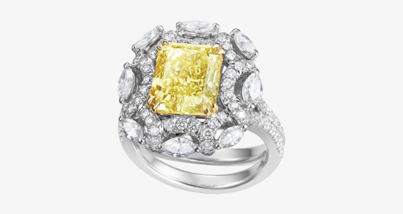 Radiant Cut Fancy Yellow Diamond Ring - Ring, transparent png #1188932