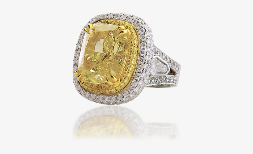 10 Carat Cushion Cut Fancy Yellow Diamond Ring - Pre-engagement Ring, transparent png #1188952