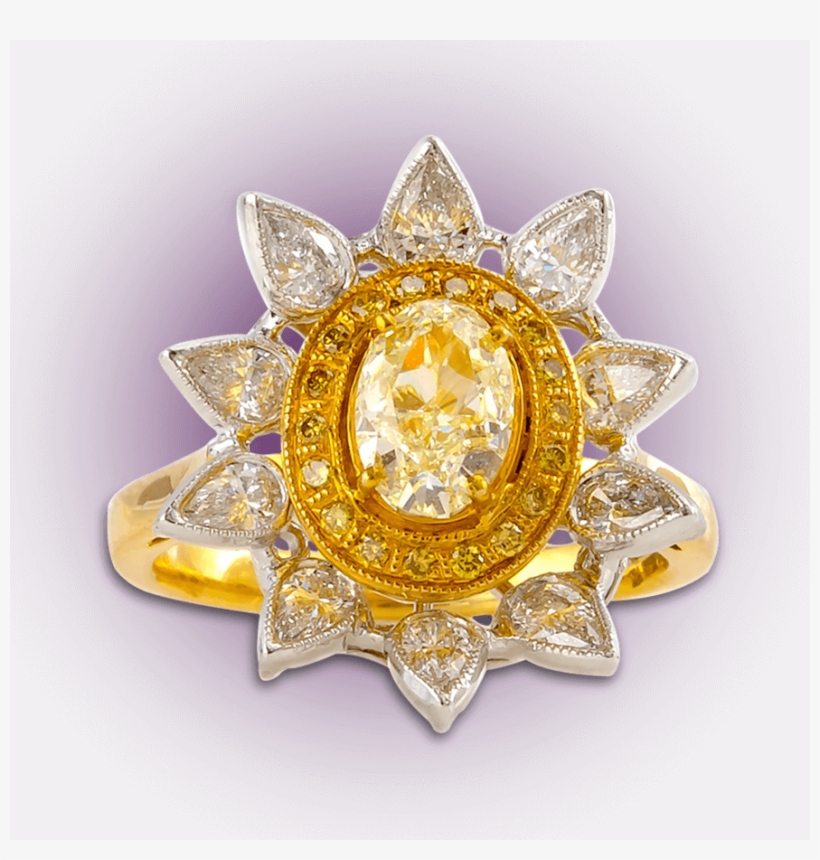 Yellow Diamond Studded Ring - Ring, transparent png #1189412