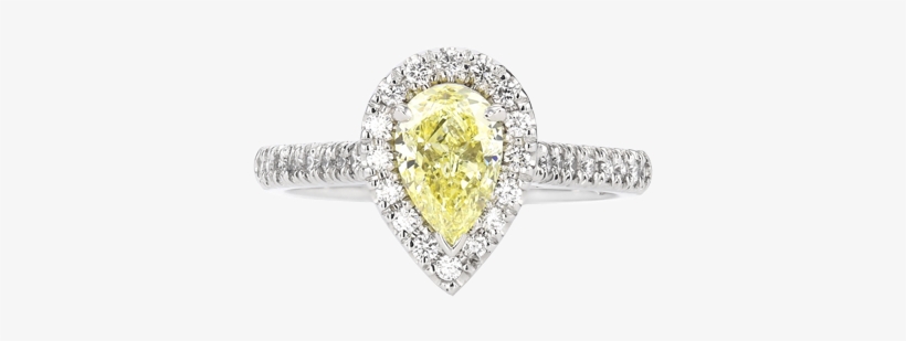 Pear Cut Yellow Diamond Halo Ring - Pre-engagement Ring, transparent png #1189536