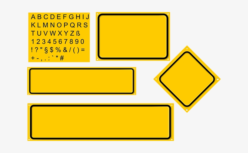 Sign, Set, Yellow, Diamond, Builder, Rectangles - Yellow Rectangular Road Signs, transparent png #1189640