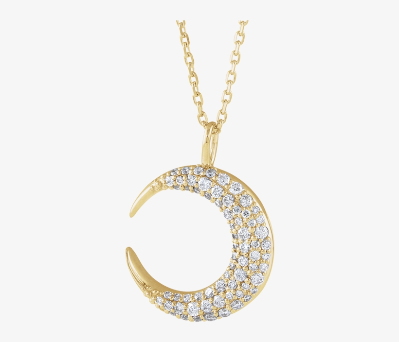 Festival Fashion 14k Yellow Diamond Moon Necklace - 14k Yellow Gold 1/3 Ctw Diamond Moon Necklace, transparent png #1189645
