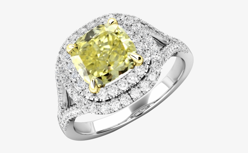 A Sensational Yellow Diamond Double Halo Cluster With - Purely Diamonds 0.55ct Tanzanite And Diamond Double, transparent png #1189892