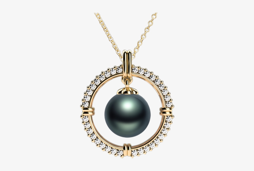 Tahitian Pearl Pendant With Diamond Frame In Yellow - Tahitian Pearl Pendant, transparent png #1189933