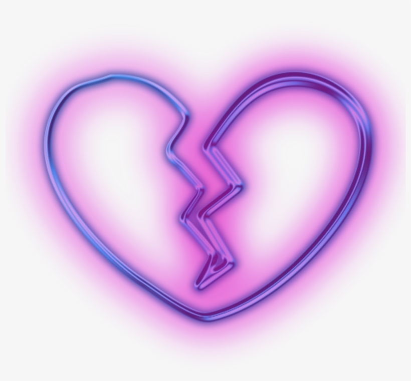 Neon Heartbreak Broken Brokenheart Sticker Glow Purple, transparent png #1190308