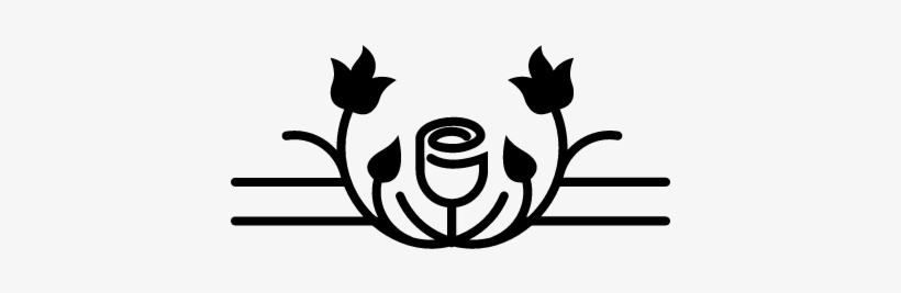 Tulip Flower Outline With Leaves And Vines Vector - Tulipan Silueta Png, transparent png #1190520