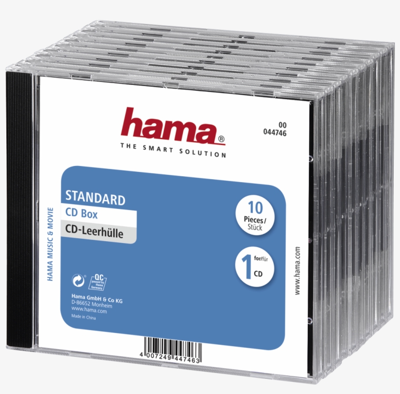 Standard Cd Jewel Case, Pack Of 10, Transparent/black - Hama Storage Cd Jewel Case - Black, Transparent, transparent png #1190783