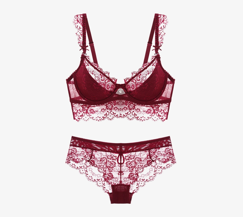 Bowknot Lace Spliced Scalloped Bra Set - Conjunto De Ropa Interior Para Mujer, transparent png #1191497