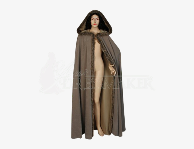 Fur Trimmed Cloak With Hood - Cloak Clothing, transparent png #1193391