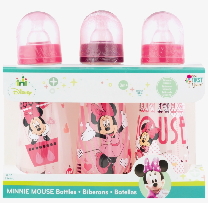 First Years Disney Slim Bottles Minnie 3 Count, transparent png #1193531