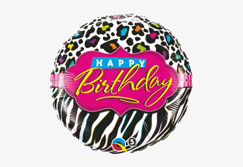 18" Happy Birthday Leopard Zebra Patterns Balloons - 18" Birthday Leopard Zebra Patterns, transparent png #1194803
