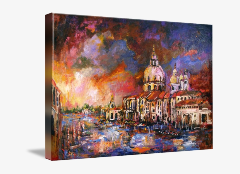The Canal Of Venice, Italy, P, Widescreen - Gallery-wrapped Canvas Art Print 32 X 21 Entitled Impressionism, transparent png #1196663