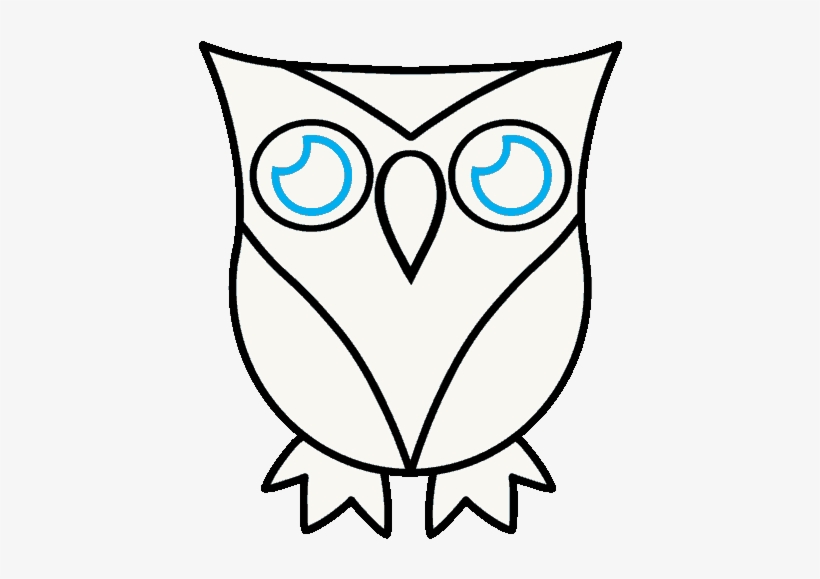 How To Draw A Cartoon Owl In A Few Easy Steps Easy - Symmetrical Owl Drawing Clip Art, transparent png #1197019