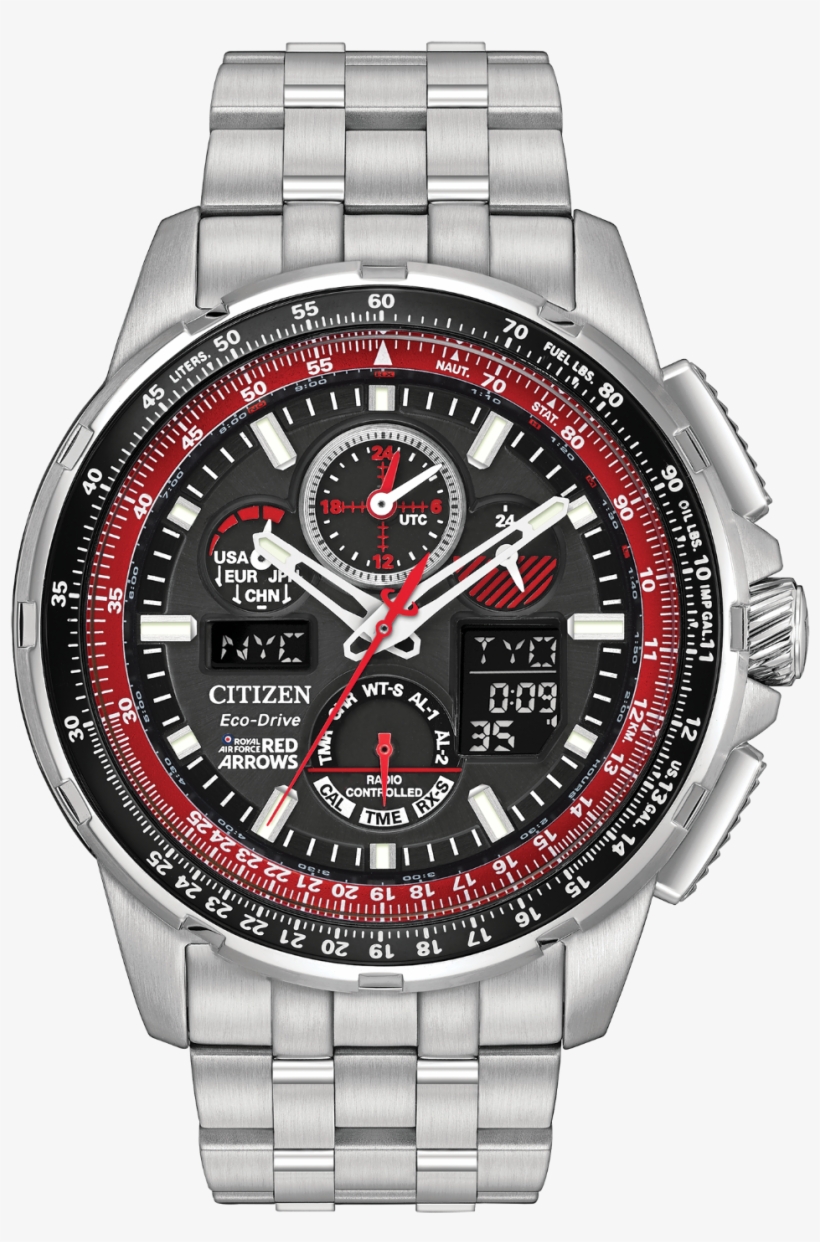 Citizen Red Arrows Skyhawk A-t Men's Watch In Stainless, transparent png #1197379