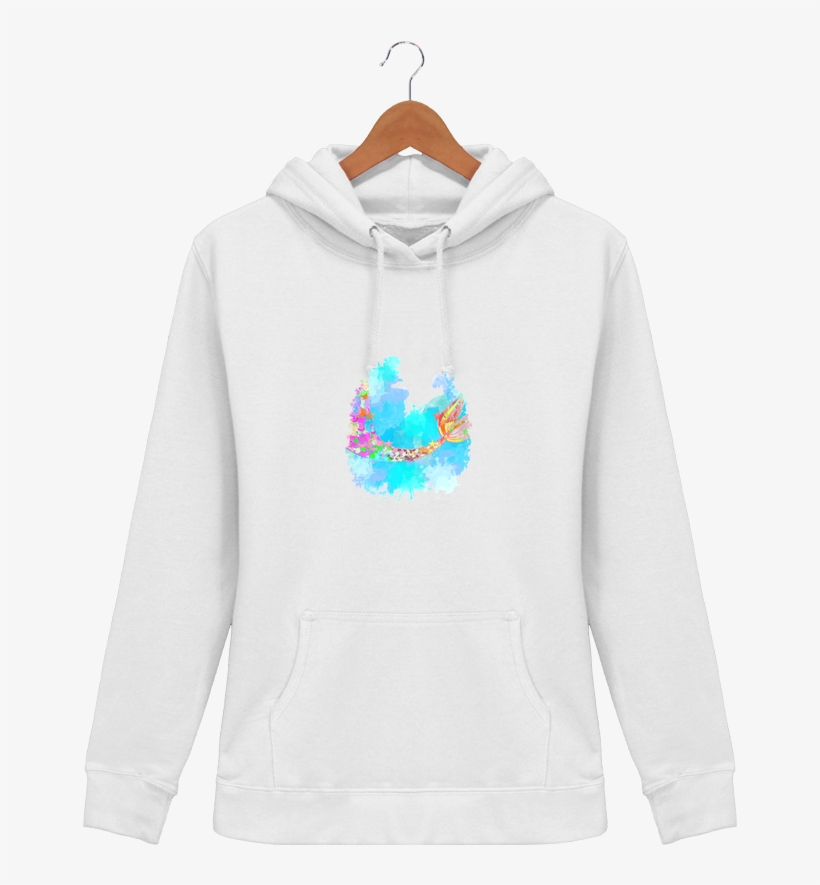 Sweat À Capuche Femme Watercolor Mermaid - Hoodie, transparent png #1198016
