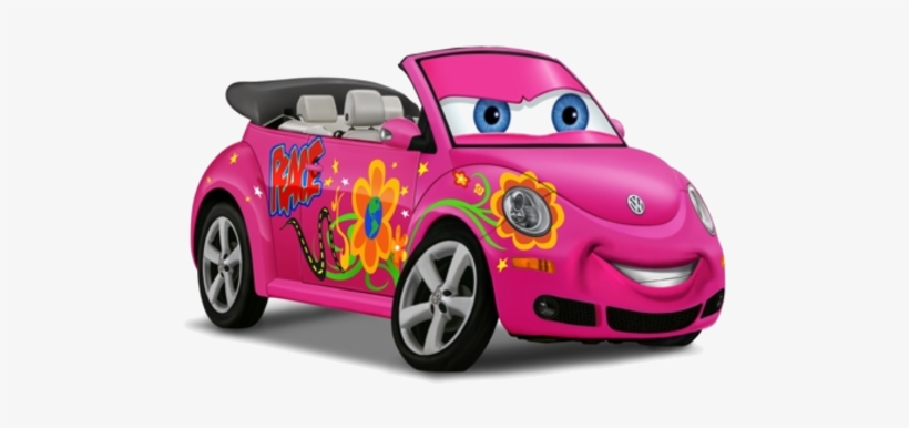 Detailed Purple Convertible Car Cartoon Isolated On - Pink Cartoon Car Png, transparent png #1198873