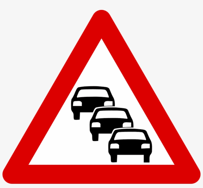 Traffic Queue Warning Road Sign Png - Y Junction Road Sign, transparent png #1198933
