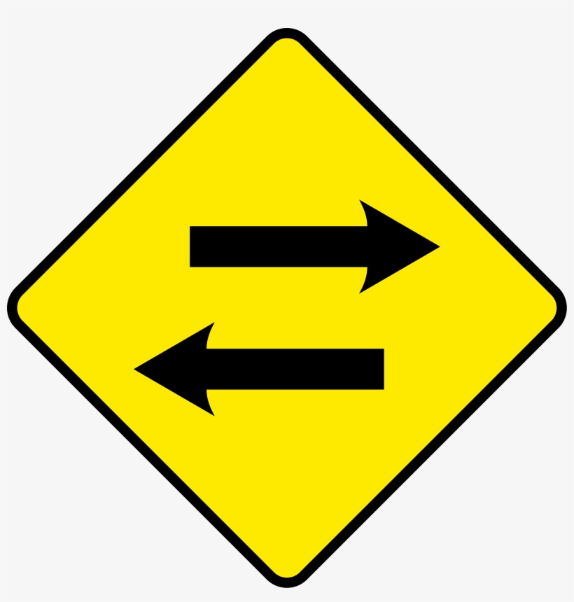 Sign Arrow Png Excellent - 2 Way Traffic Road Sign, transparent png #1199028