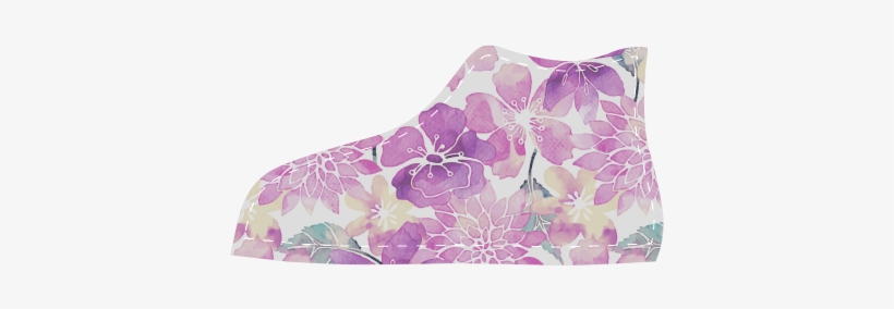 Watercolor Flower Pattern Velcro High Top Canvas Kid's - Blue Green Watercolor Flower Pattern Wall Tapestry, transparent png #1199419