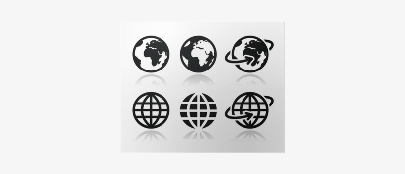 Globe Earth Vector Icons Set With Reflection Poster - International School Carinthia, transparent png #1199573