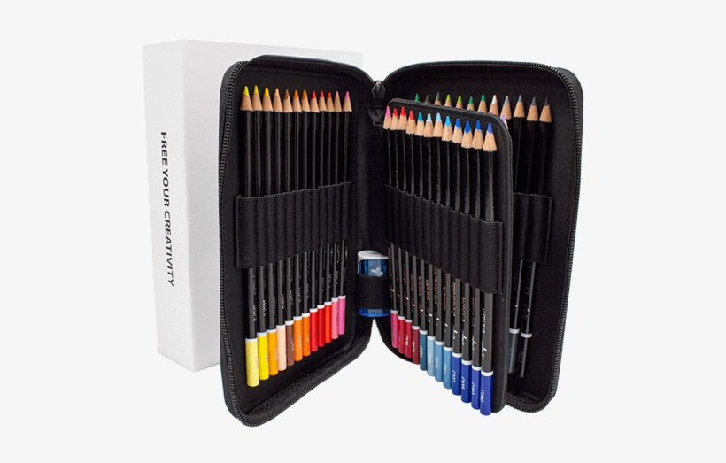 Premium 48 Colored Pencil Set With Case And Sharpener - Colorit Colored Pencils Set Of 48 Includes Premium, transparent png #1199620