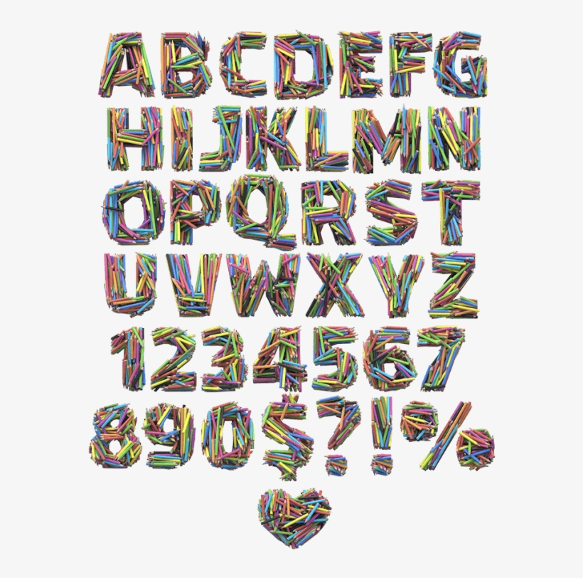 Colored Pencils Font - Colored Pencil Font, transparent png #1199821