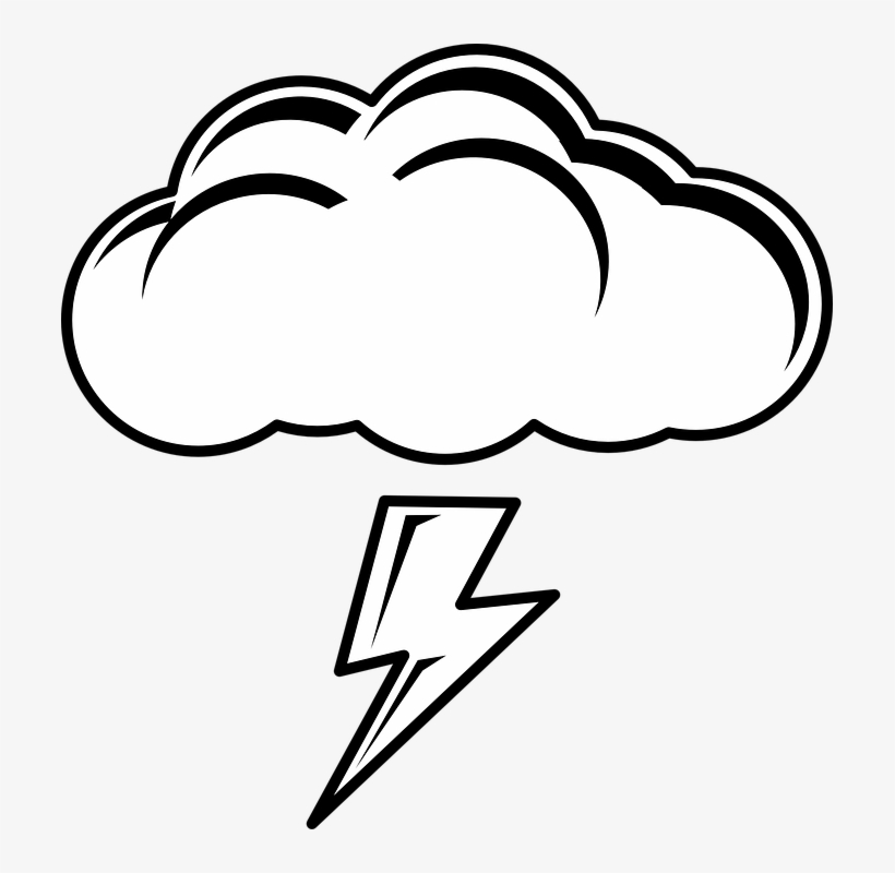 Drawn Lightening Lightning Cloud - Rain Clip Art Black And White, transparent png #120249