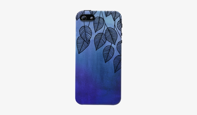Midnight Blue Garden Watercolor Ink Leaves Case For - Blue And Purple Watercolour Leaves, transparent png #120321